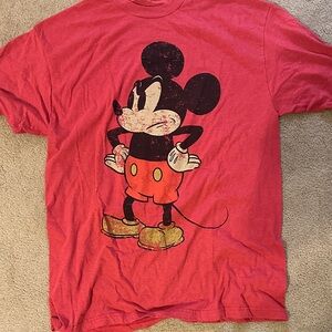 Disney Red Angry Mickey graphic t shirt